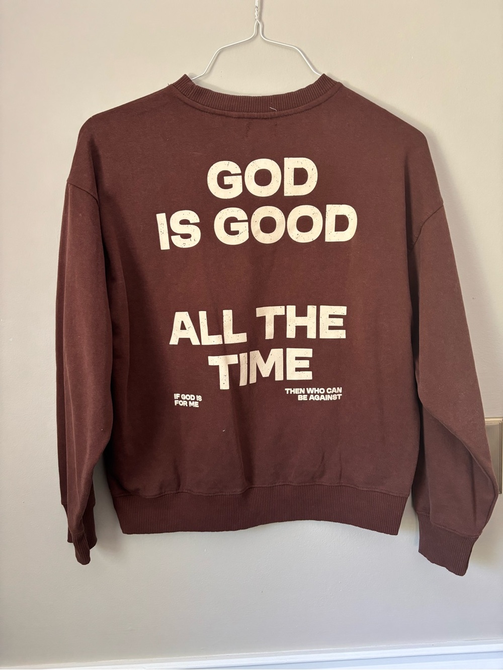 NWOT - God Is Good All The Time Brown Crewneck Sweater